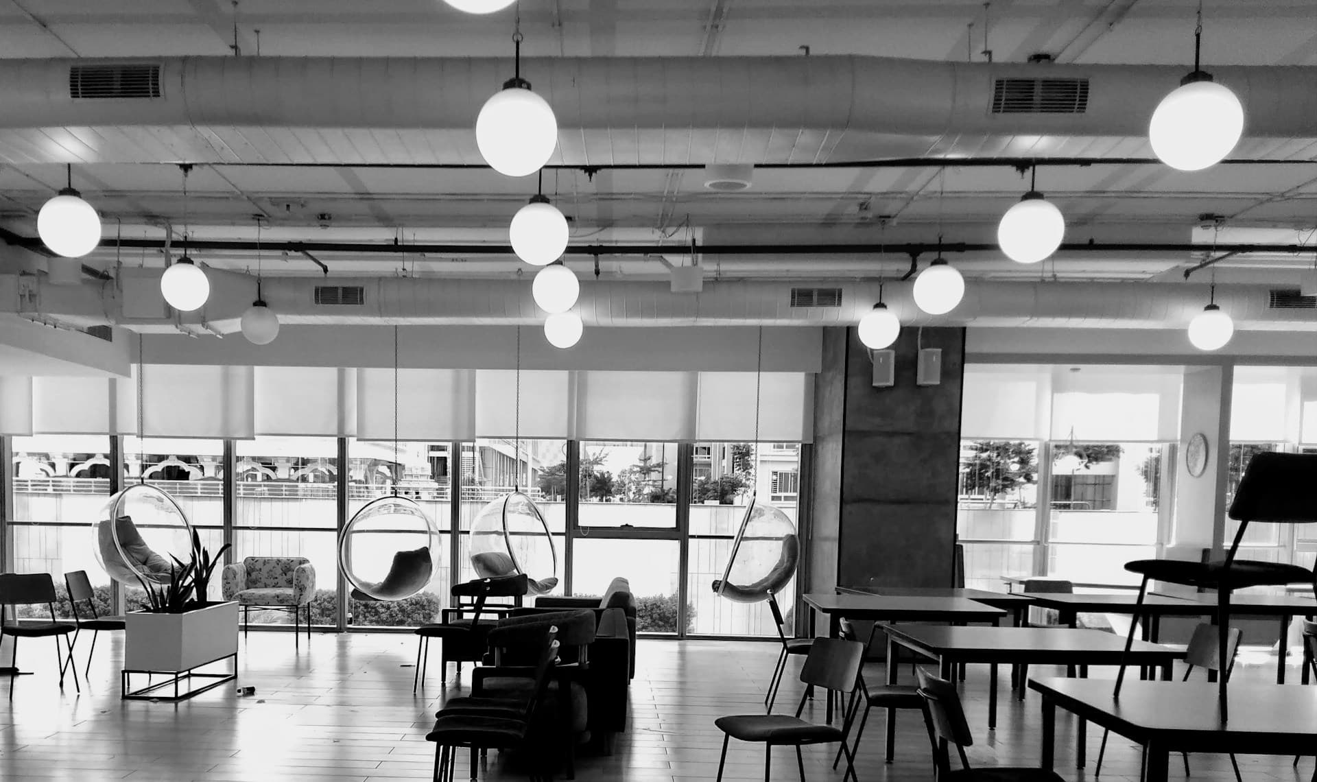 Quiet architectural workspace interior with warm natural light
